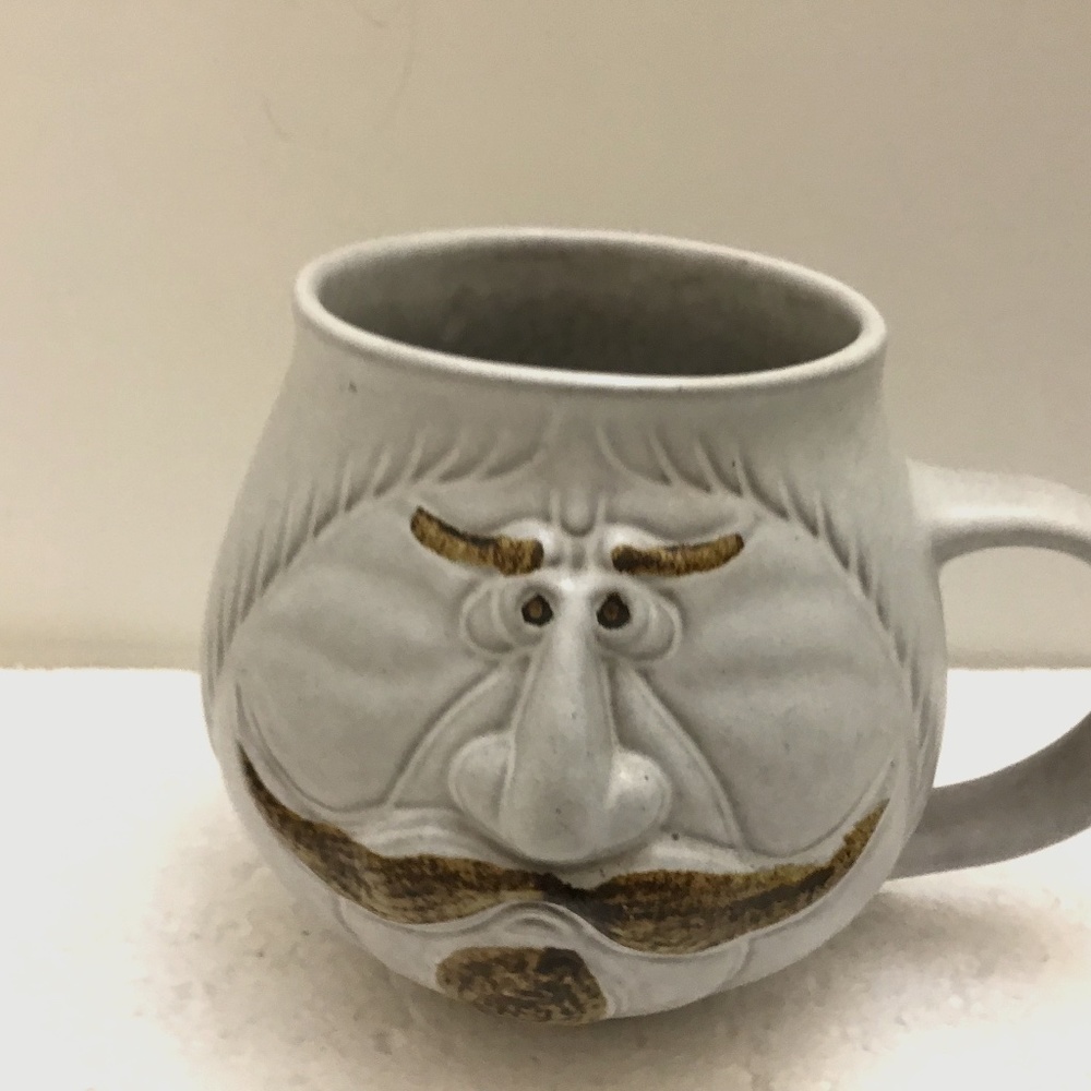 Vintage Handcrafted Stoneware Cup with Face on Front Made in USA Home Decor